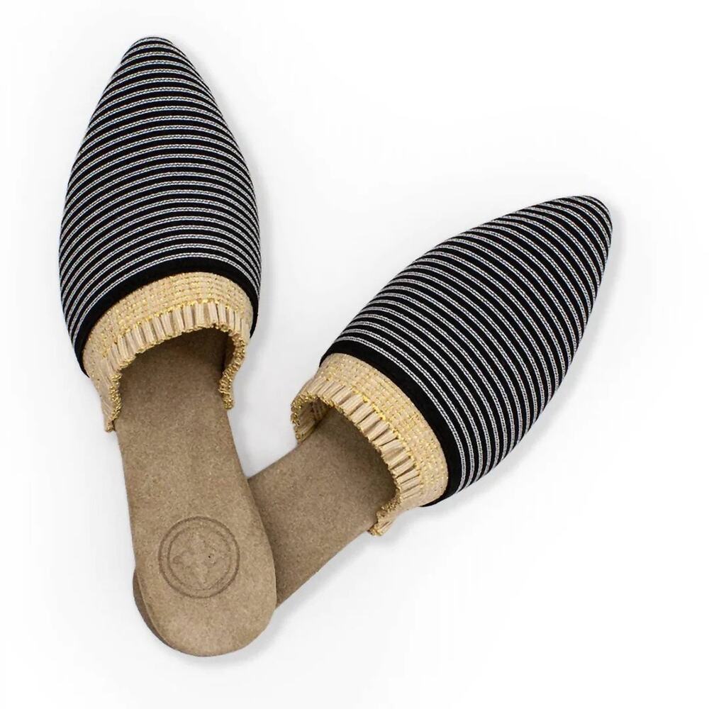 Charleston Shoe Company Blakely Mules Shoes Women’s Sz 5 Black White Stripe NEW